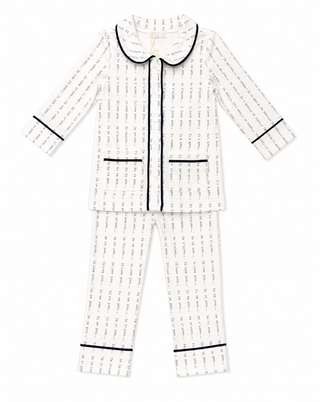 Blue Printed Collar Pajama Set