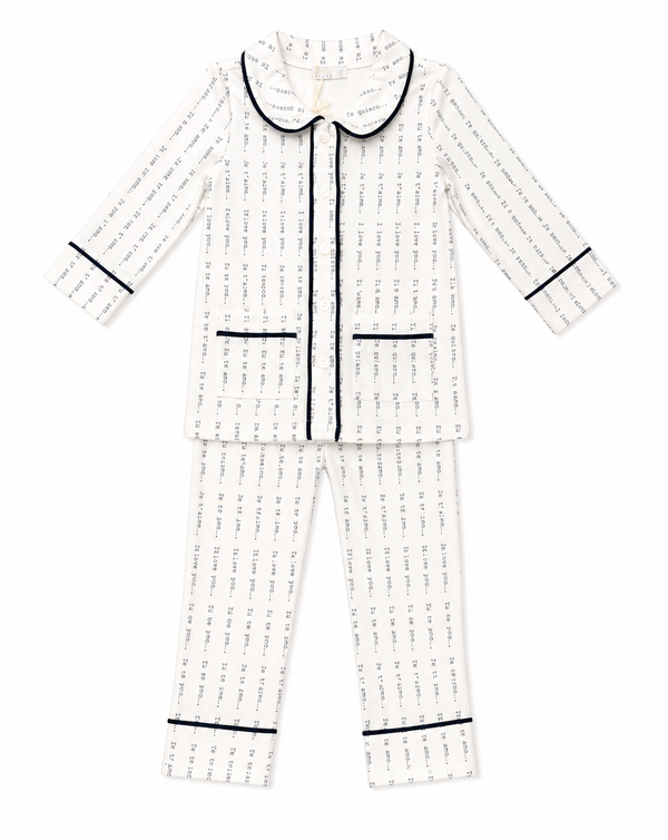 Blue Printed Collar Pajama Set
