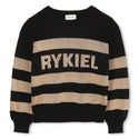 Black Gold Striped Logo Sweater