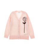 Light Pink 3D Rose Button Cardigan
