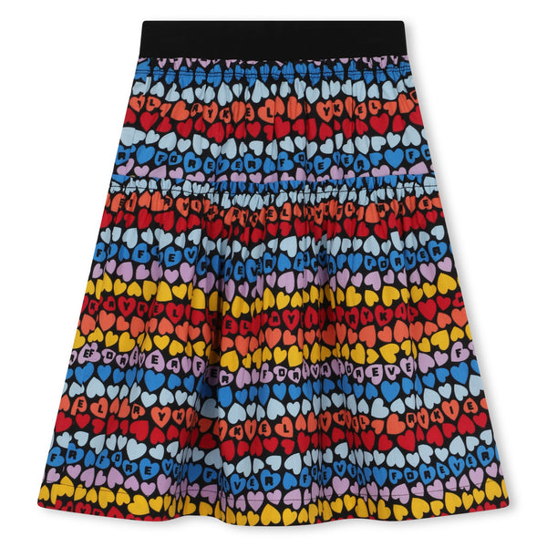 Multicolor Heart Print Skirt Long