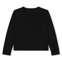 Black Color Rhinestones Logo Crewneck