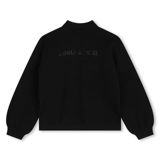 Black Rhinestones Logo Mockneck