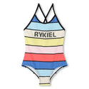 Multicoloured Striped Logo Swimsuit