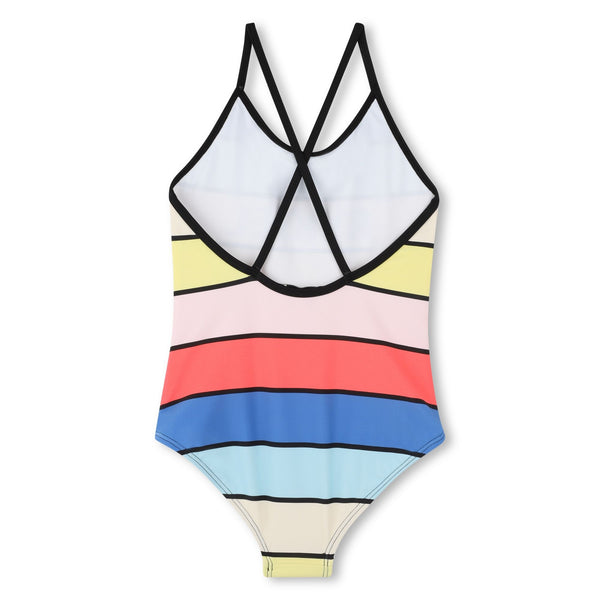 Multicoloured Striped Logo Swimsuit