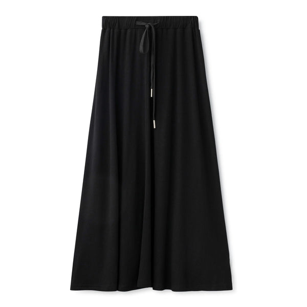 Black Drawstring Cotton Skirt