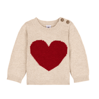 Cream Baby Red Heart Graphic Sweater