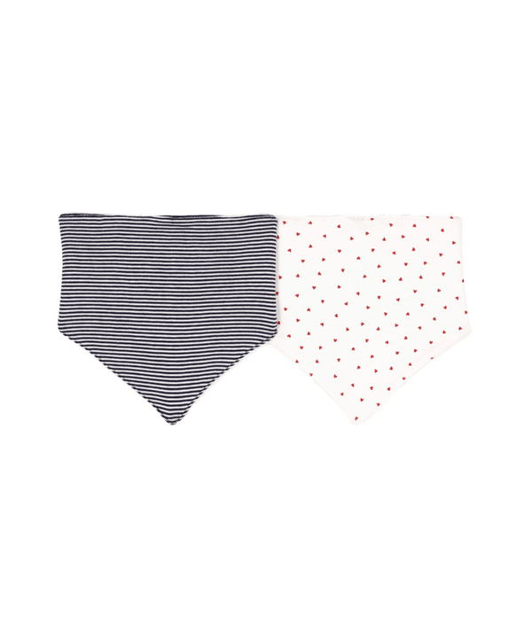 Multicolor Baby Heart and Stripe Bandana Set