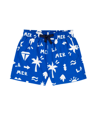 Blue and White Baby Printed Swim Trunks