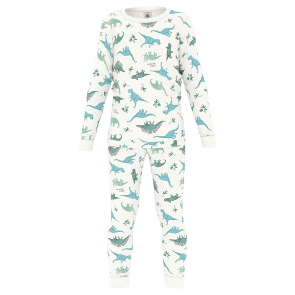 White Dinosaur Printed Pajama Set