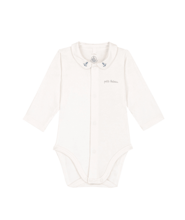White Baby Anchor Long Sleeve Onesie
