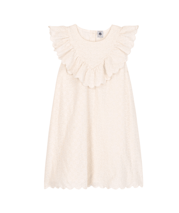 White Eyelet Ruffle Sleeveless Dress