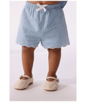 Light Blue Baby Chambray Scallop Shorts