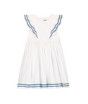 White with Blue Striped Trim Dress
