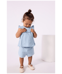 Light Blue Baby Chambray Ruffle Blouse
