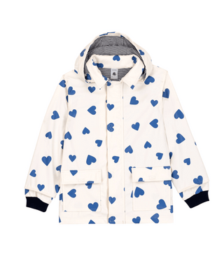 White and Blue Hearts Raincoat