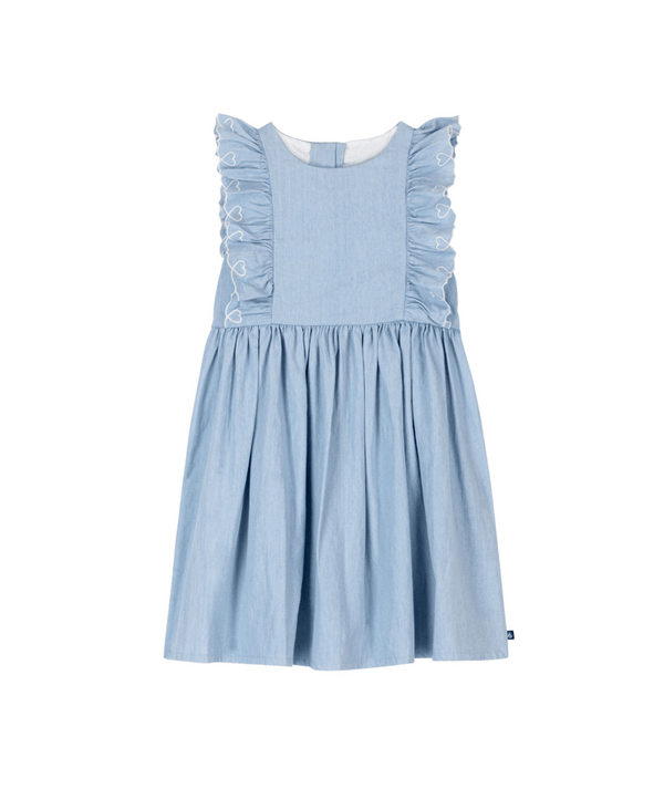 Light Blue Chambray Heart Ruffle Dress