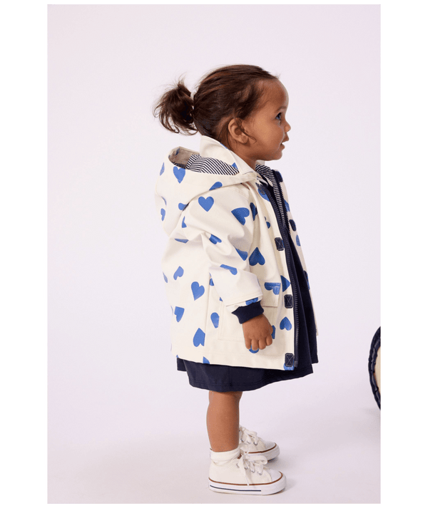 White and Blue Baby Hearts Raincoat