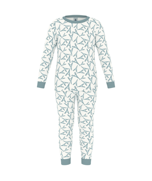 White and Teal Eiffel Tower Pajama Set