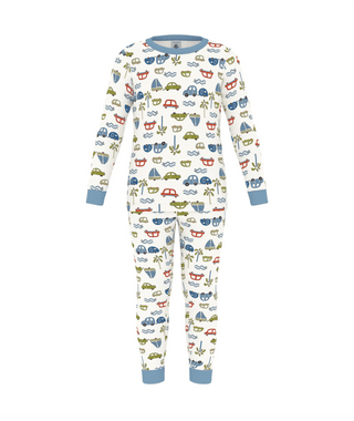 White Car Print Pajama Set