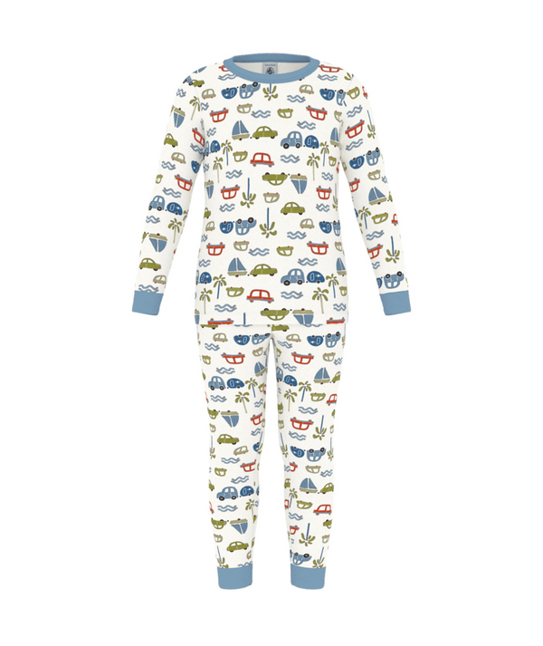 White Car Print Pajama Set