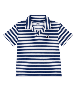 White and Blue Striped Terry Polo