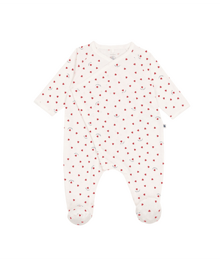 White with Red Hearts Print Footie