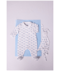 White with Blue Whales Velour Footie