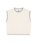 White with Navy Trim Knit Sweater Vest