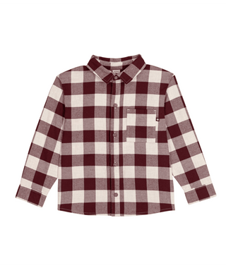 Burgundy and Cream Check Shirt