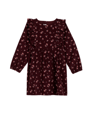 Burgundy Floral Corduroy Dress