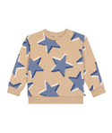 Beige with Blue Stars Crewneck