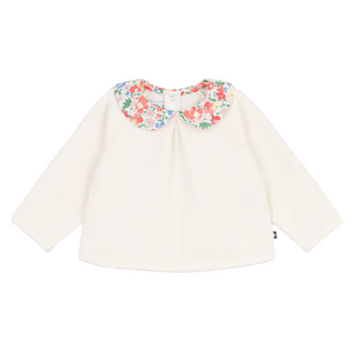 Cream with Floral Collar Sweatshirt