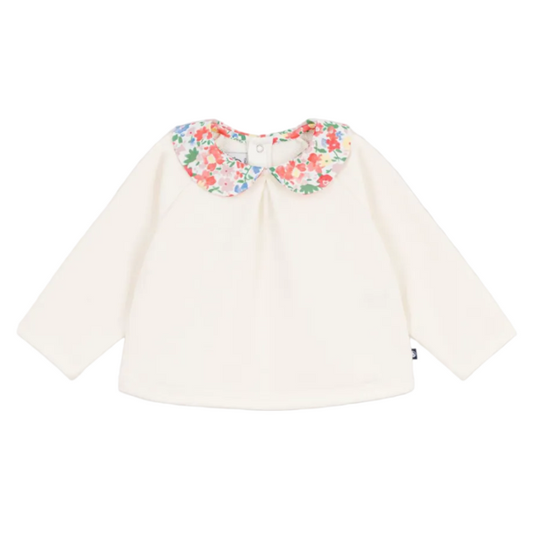 Cream with Floral Collar Sweatshirt