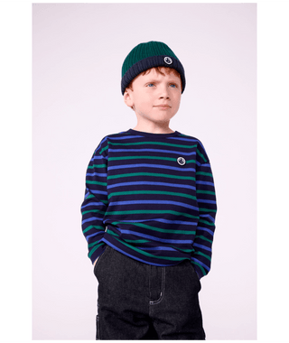 Navy and Green Striped Long Sleeve Tee