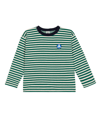 Green and Oatmeal Striped Long Sleeves Tee