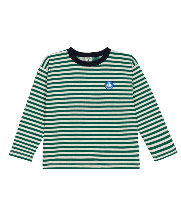 Green and Oatmeal Striped Long Sleeves Tee