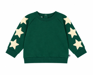 Baby Green with White Star Sleeve Crewneck
