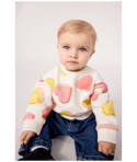 Baby White With Yellow and Pink Hearts Crewneck