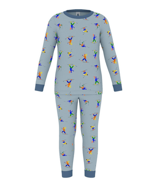 Blue Ski Print Pajama Set