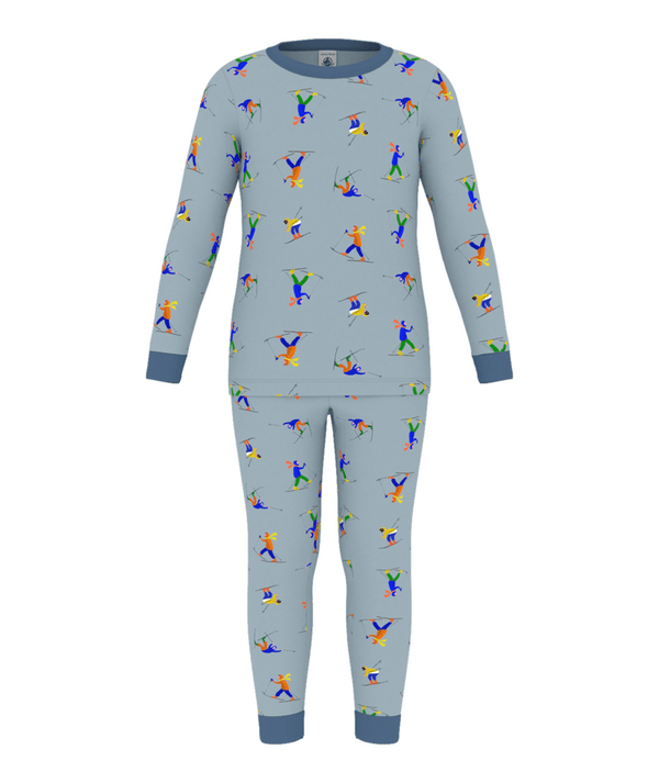 Blue Ski Print Pajama Set