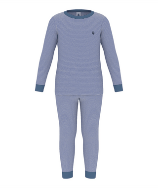 Blue and White Thin Stripe Pajama Set