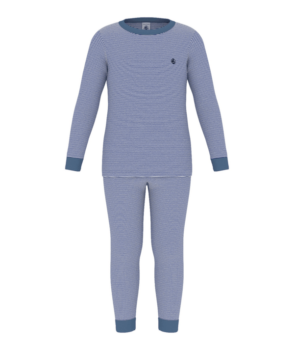 Blue and White Thin Stripe Pajama Set