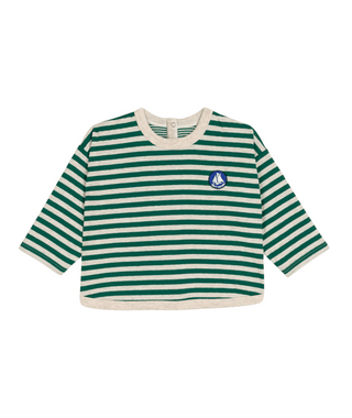 Baby Green and Oatmeal Striped Long Sleeves Tee