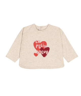 Oatmeal "En Plein Couer" Hearts Long Sleeve Tee
