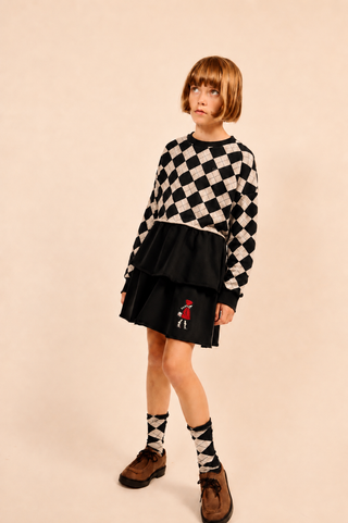Black and White Argyle Crewneck