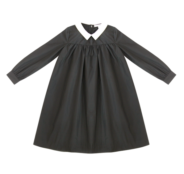 Black Collar Taffeta Dress