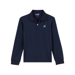 Navy Blue Turtle Long Sleeve Polo