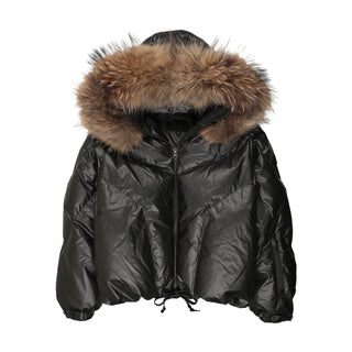 Teen Black Semi Shine Drawstring Waist Coat