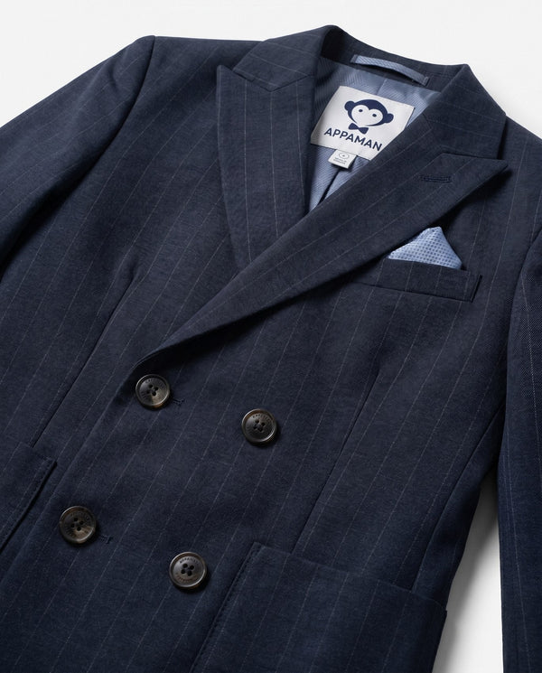 Navy Pinstripe Double Breasted Jacket